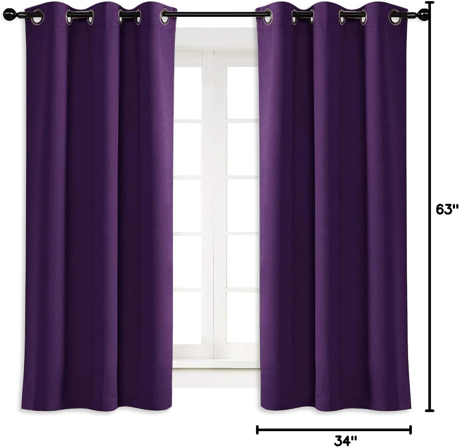 NICETOWN Blackout Curtain Blind for Bedroom, Single Panel, W34 x L63 inches, Royal Purple, Thermal Insulated Grommet Blackout Room…