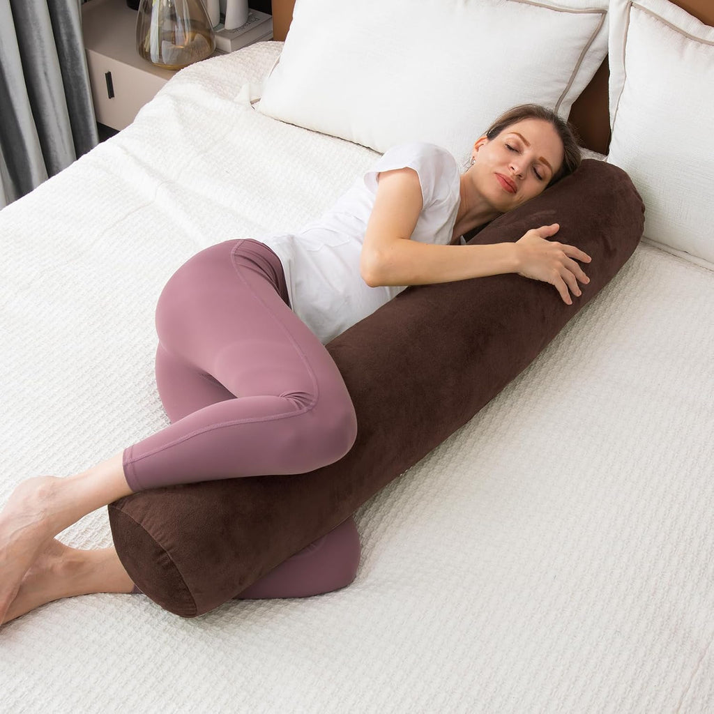 1 MIDDLE ONE Round Body Pillow for Adults, Long Bolster Pillow for Bed with Removable Velvet Cover, Decorative Tube Roll Cylinder Pillow…