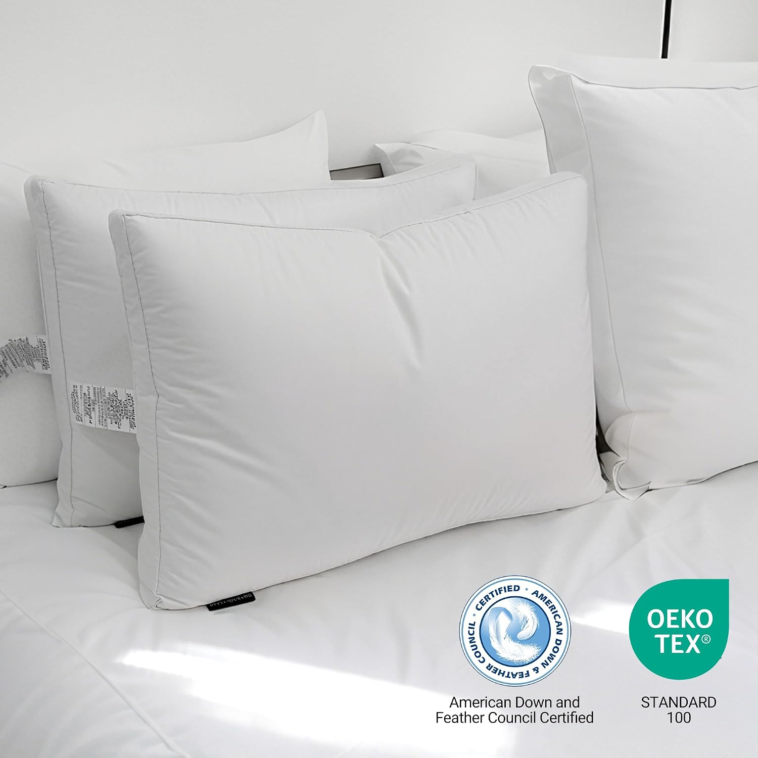 HotelGrand Hotel Grand Luxury Goose Feather & Down Fiber Pillows Queen Size Set of 2, Firm Support Gusseted Design, 100% Cotton Cover, No-F…