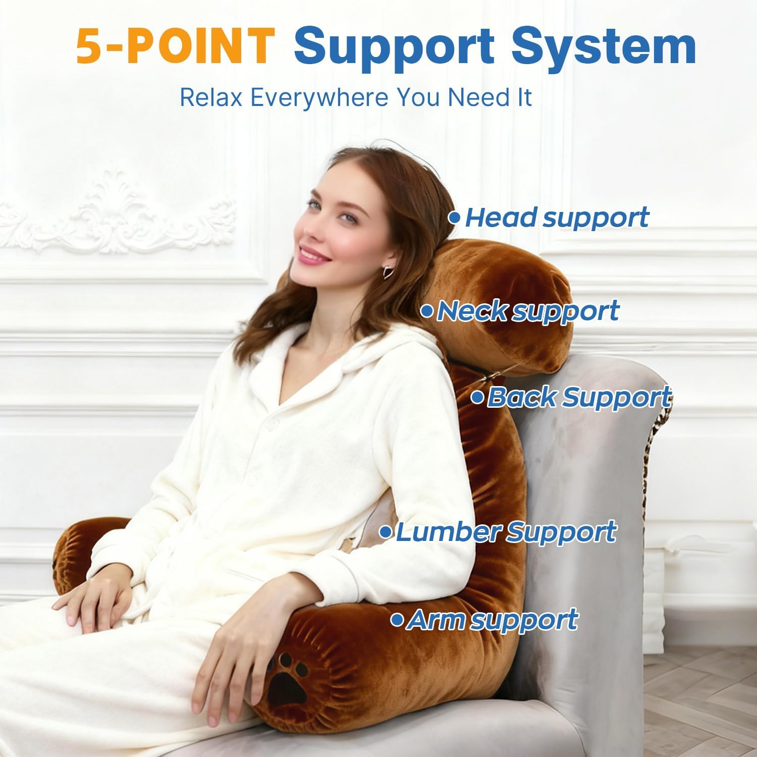 Reading Pillow Plus, Crystal Velvet Back Pillow Bed Sitting Up for Adult & Children, Back Rest Pillow Support for Reading & Rest Bed, Add…