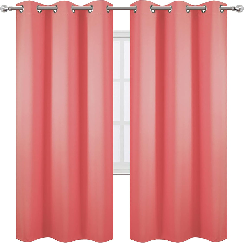 Lemomo Coral Thermal Blackout Curtains/42 x 72 Inch/Set of 2 Panels Room Darkening Curtains for Bedroom 72 Inch silver