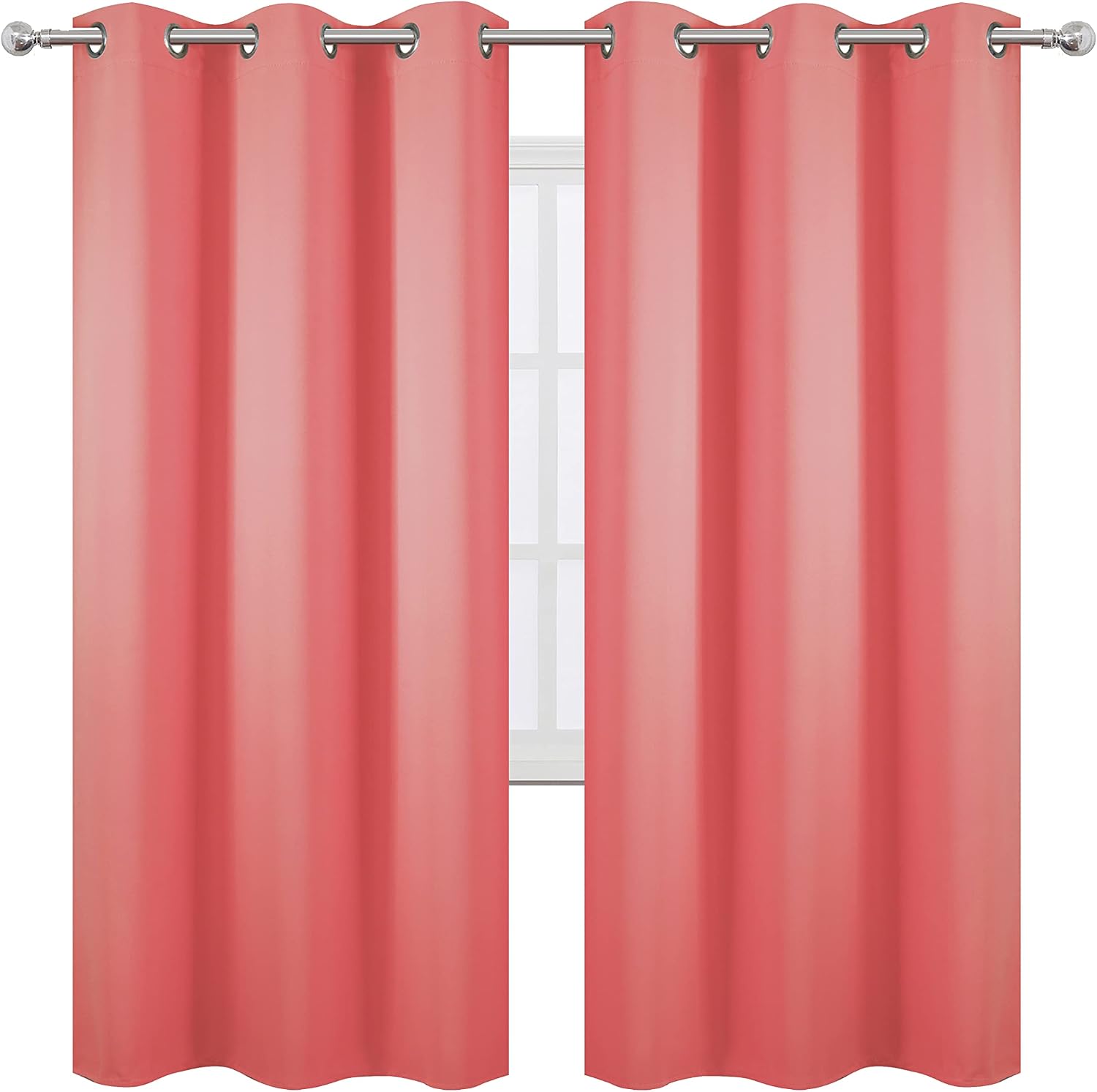 Lemomo Coral Thermal Blackout Curtains/42 x 72 Inch/Set of 2 Panels Room Darkening Curtains for Bedroom 72 Inch silver