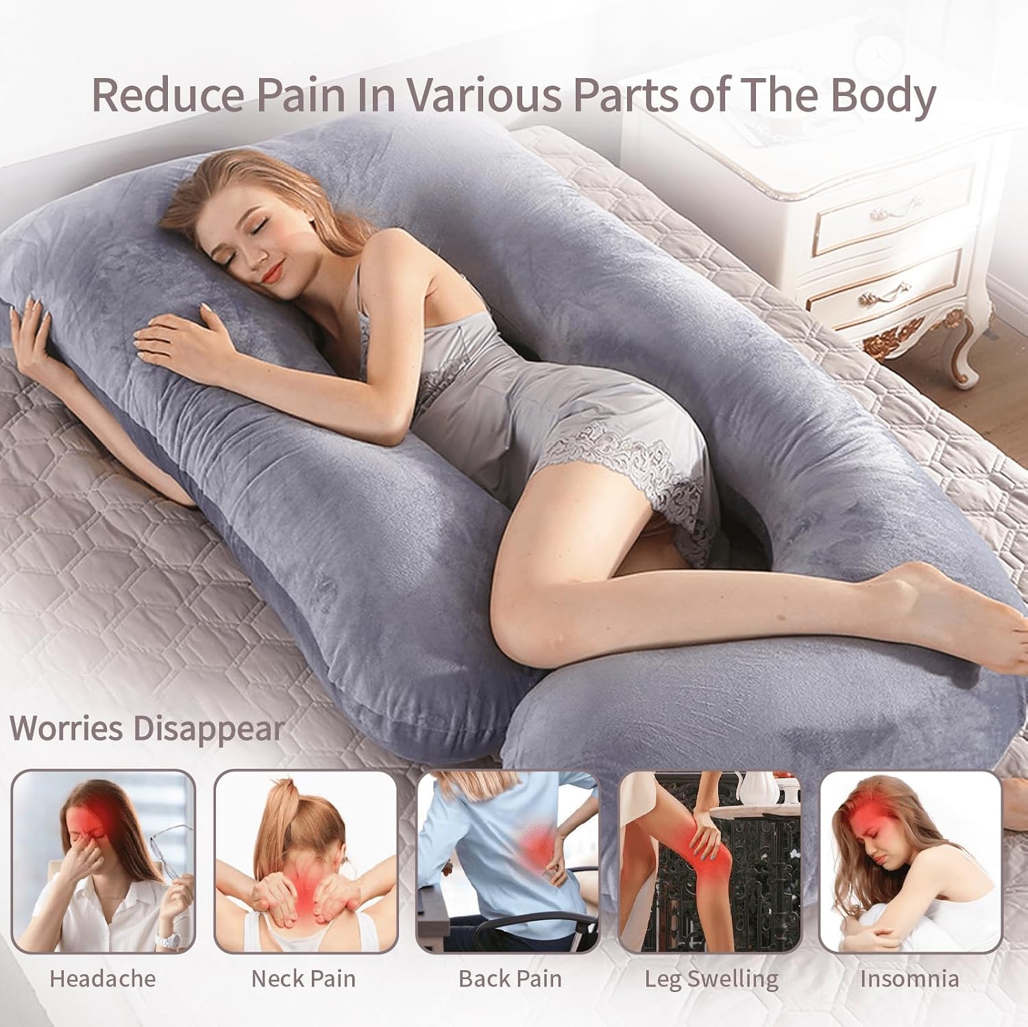 60 Inch Full Body Pregnancy Pillows for Sleeping Cooling Pregnancy Pillow, U Shaped Pregnancy Body Pillow, Maternity Pillows for Pregnant…