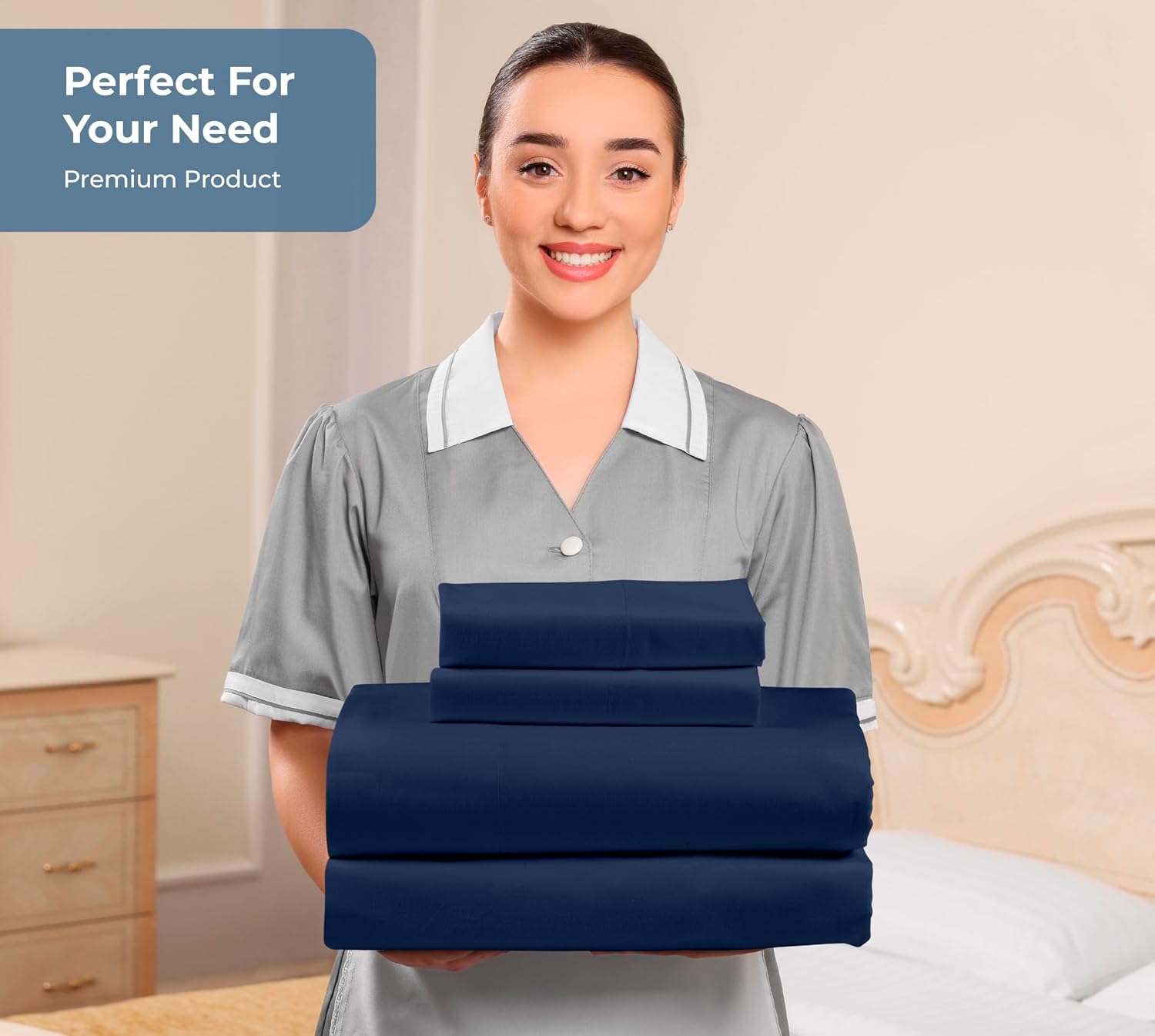 Royalelinens ROYALE LINENS 100% Organic Cotton Full Sheet Set - Percale Weave - 4 Pieces Set - 1 Flat, 1 Deep Pocket Fitted Sheet and 2 Pil…