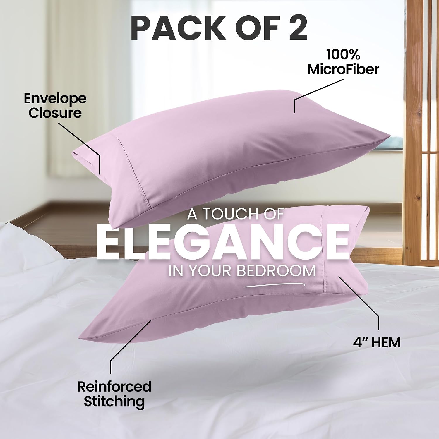 Utopiabedding Utopia Bedding Queen Pillow Cases - 2 Pack - Envelope Closure - Soft Brushed Microfiber Fabric - Shrinkage and Fade Resistant…