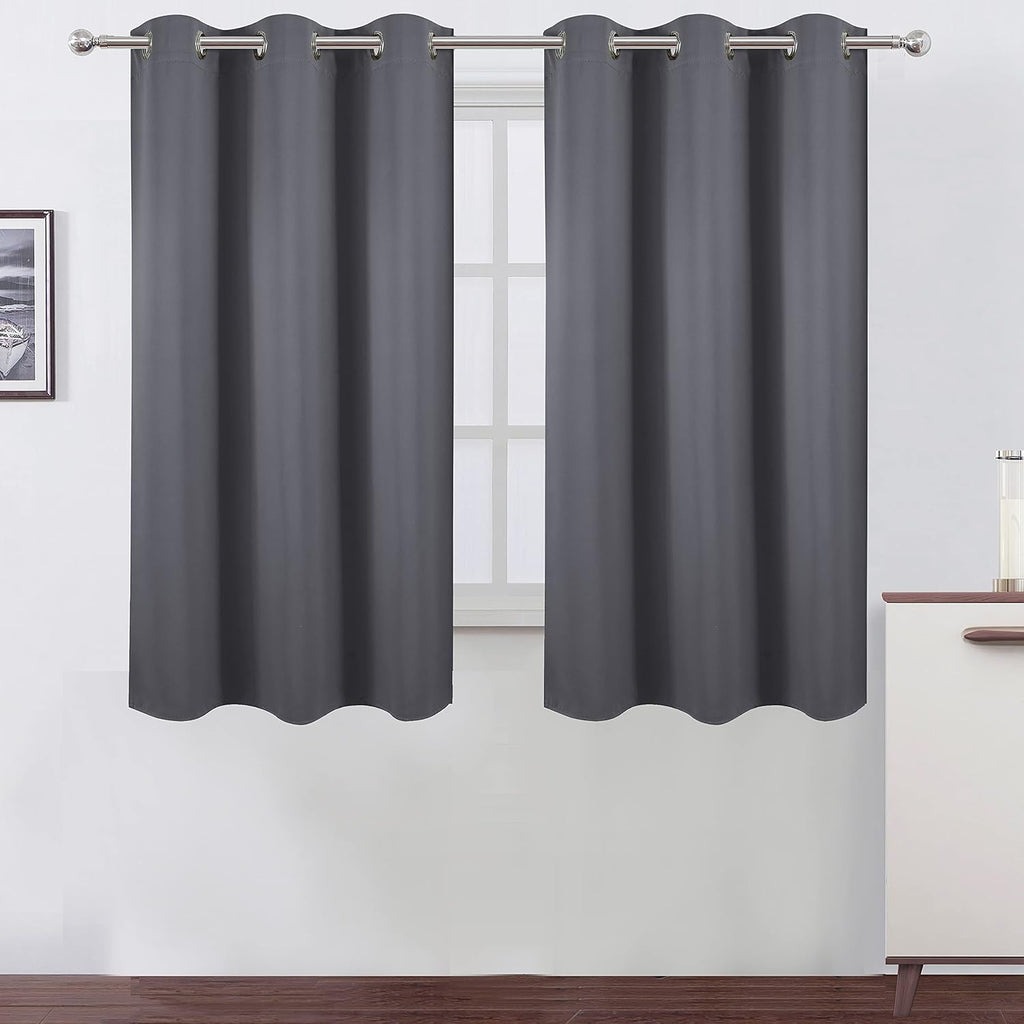 Lemomo Grey Blackout Curtains for Bedroom Room Darkening Curtains/38 x 54 Inch Long Set of 2 Panels Draperies Thermal Insulated Living Room…
