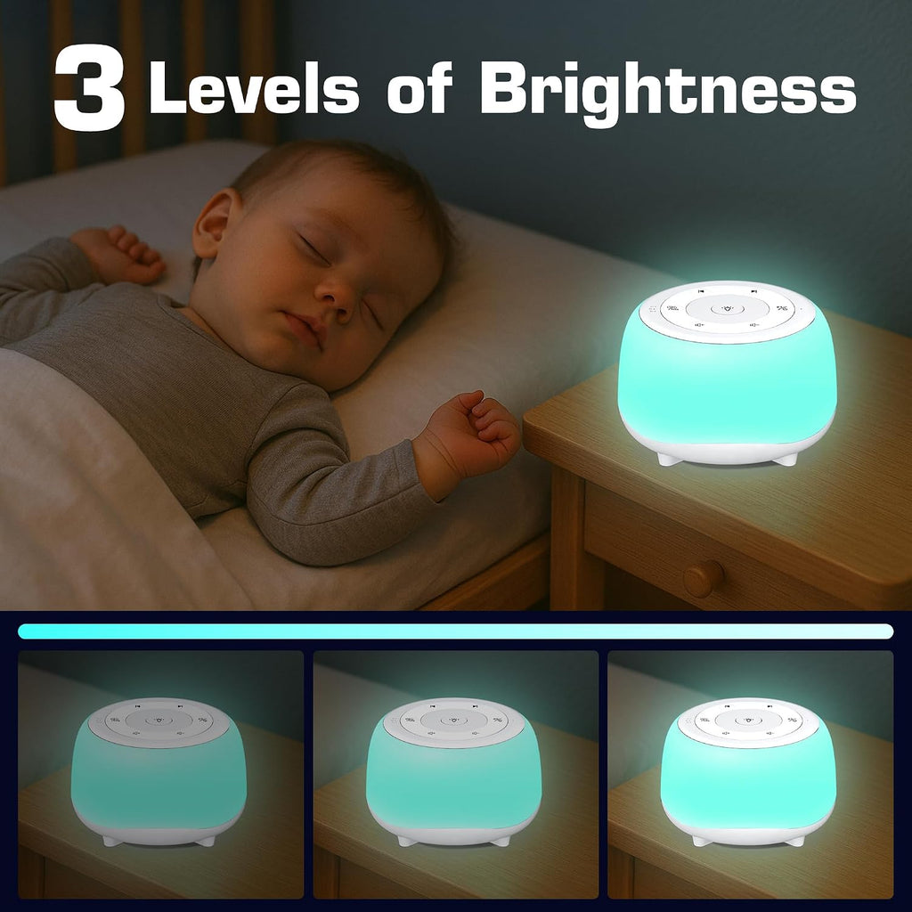 Heyaxa White Noise Sound Machine with 7 Colors Night Light 34 Soothing Sounds, Portable Sound Machine for Baby Adults Kids Sleep with 30 Vo…