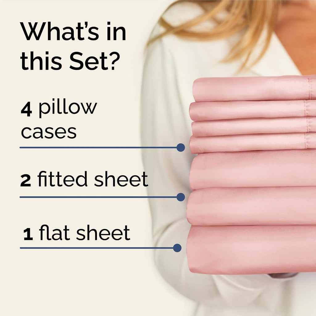 Split King 7 Piece Sheet Set - Comfy, Breathable & Cooling - Soft Hotel Luxury Bedding for Women, Men, Kids, Teens and Children - 1 Flat…