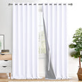 Xwzo White 100% Blackout Curtains - Heat and Full Light Blocking Drapes with Black Liner for Large Windows, Grommet Top Window Panels with…
