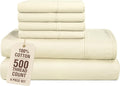 Casa Platino 100% Cotton Sheets Full Size, 6 Piece Sheet Set with 500 Thread Count Silky Smooth Sateen Finish, Lightweight and Durable…