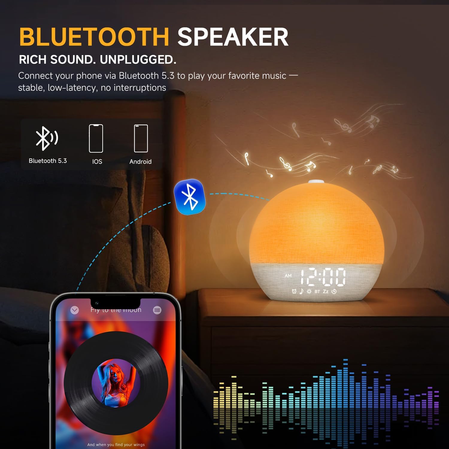 Geuuap Sunrise Alarm Clock White Noise Sound Machine for Bedroom | Natural Wake-Up Light with 30 Soothing Sleep Aids, Bluetooth Speaker…