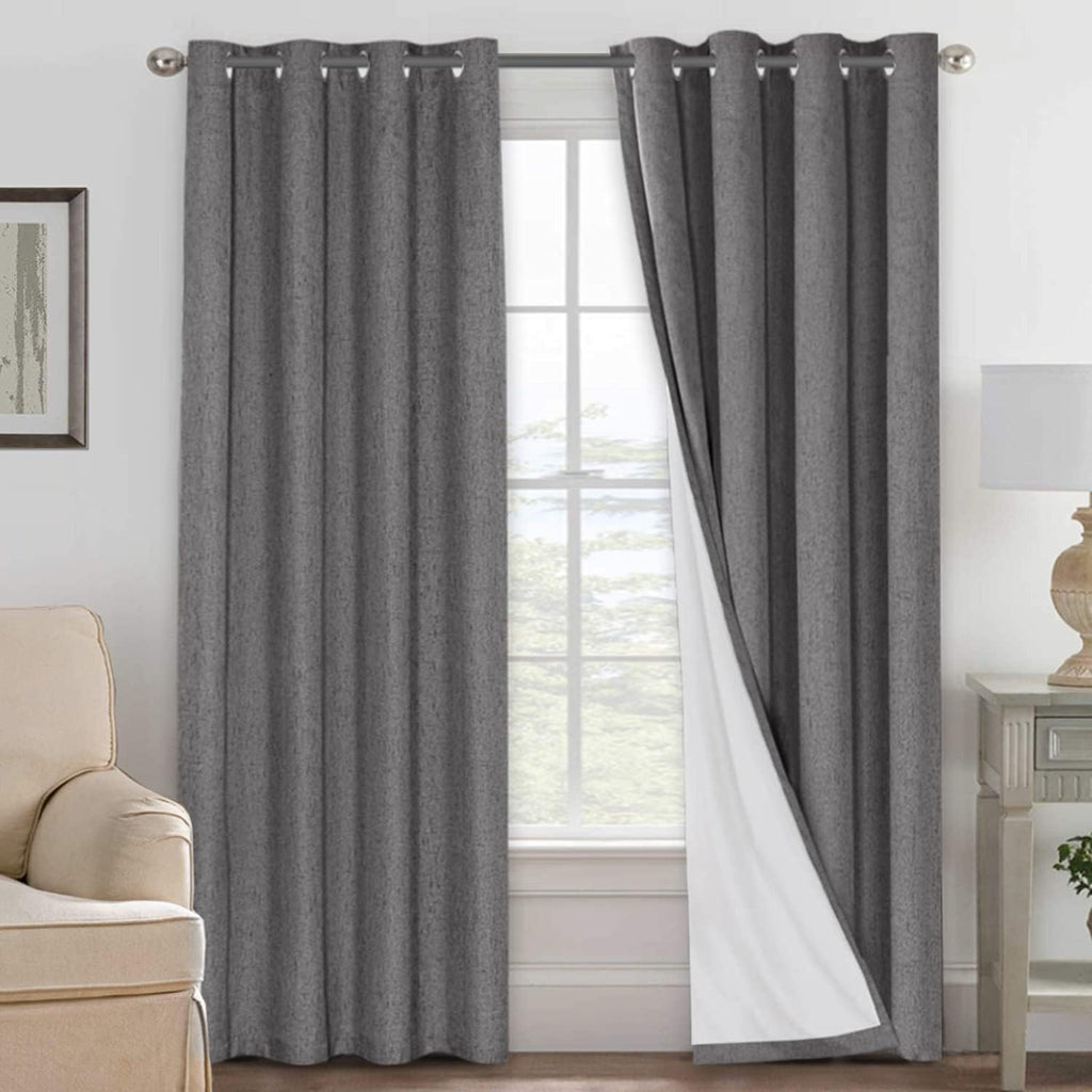 H.VERSAILTEX Linen Blackout Curtains 84 Inches Long 100% Absolutely Blackout Thermal Insulated Textured Linen Look Curtain Draperies…