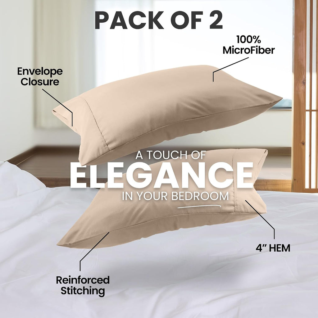 Utopiabedding Utopia Bedding King Pillow Cases - 2 Pack - Envelope Closure - Soft Brushed Microfiber Fabric - Shrinkage and Fade Resistant…