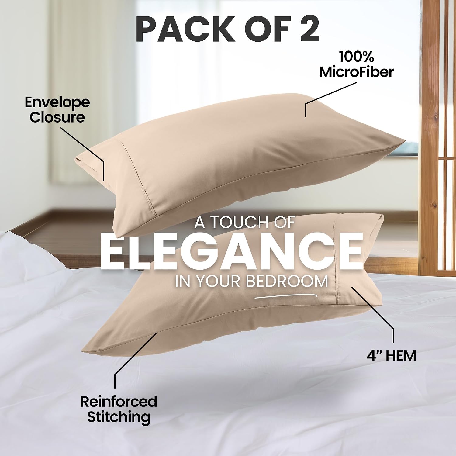 Utopiabedding Utopia Bedding King Pillow Cases - 2 Pack - Envelope Closure - Soft Brushed Microfiber Fabric - Shrinkage and Fade Resistant…