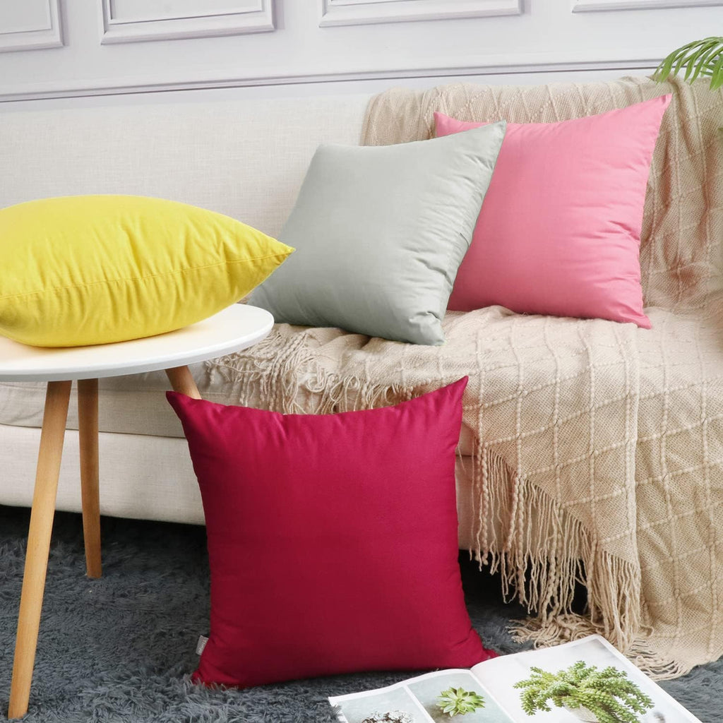 Thmyo 4-Pack 100% Cotton Comfortable Solid Decorative Throw Pillow Case Square Cushion Cover Pillowcase Sublimation Blank Pillow Covers DIY…