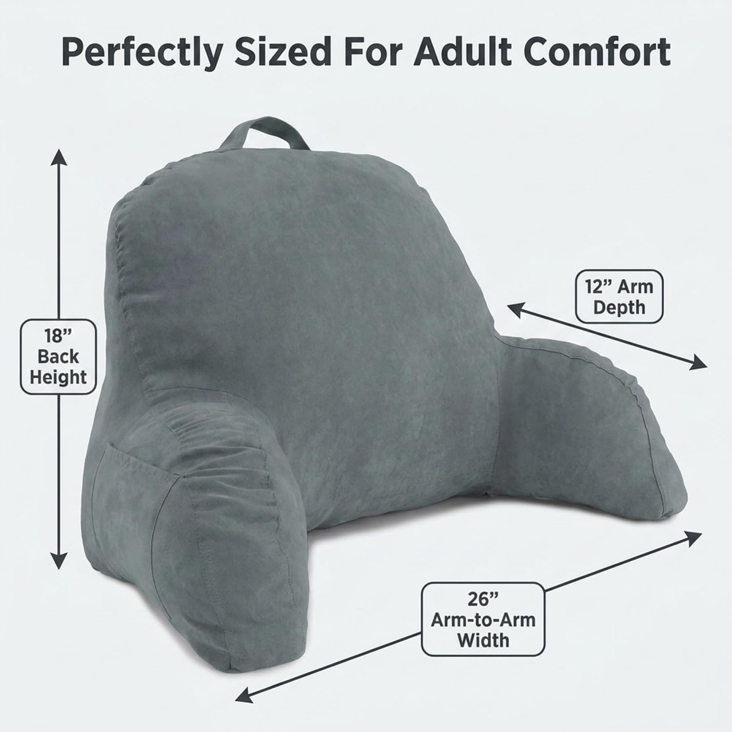 Deluxe Comfort Microsuede Bed Rest - Backrest Pillow with Arms - Bed Rest Pillow - Reading Bedrest Lounger - Sitting Support Pillow - Soft…