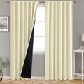 BGment Cream Thermal Insulated 100% Blackout Curtains 95 Inches Long with Liner, Rod Pocket and Back Tab Room Darkening Double Layer…