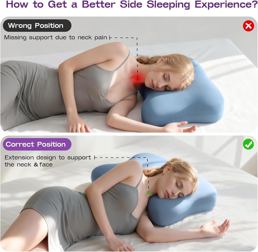 ZZ-WELL Side Sleeper Pillow - Patented Cervical Neck Pillow for Sleeping with Cooling Cover - High Loft Heavy Density Memory Foam Pillows…