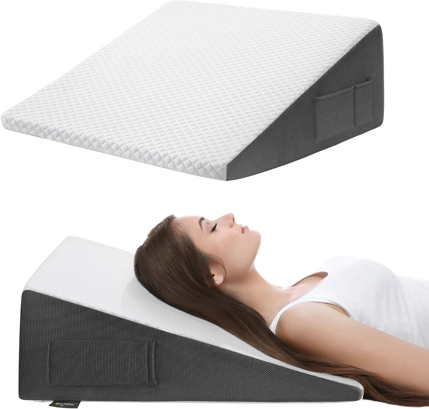 Cozymaker 10" Bed Wedge Pillow for Sleeping After Surgery, Back Support, Leg Elevation, Gerd Acid Reflux, Neck Pain, Snoring, Cooling Memor…
