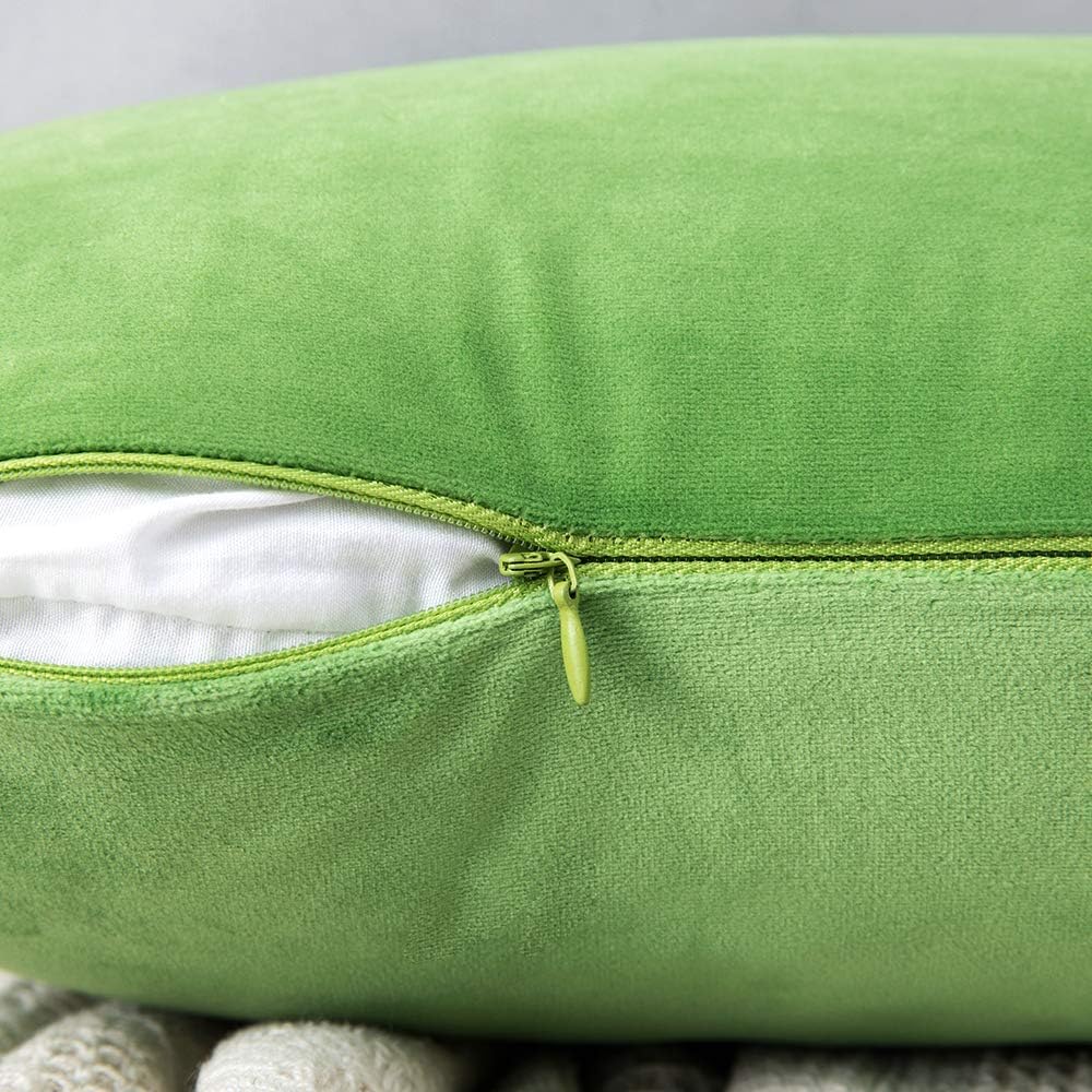 Miulee Velvet Throw Pillow Covers 18x18 Inch, Pack of 2 - Lime Green, Soft Solid Decorative Pillow Covers Cushion Cases Modern Luxury Home…