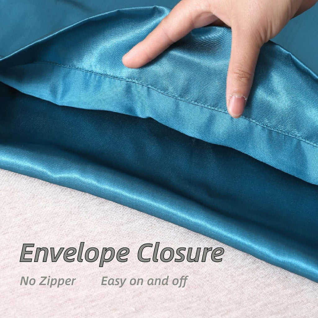 Lcbd Satin Body Pillow Case for Hair and Skin, Teal Silk Satin Body Pillowcase Cover, 20x54 Body Cooling Pillow Cover with Envelope Closure…