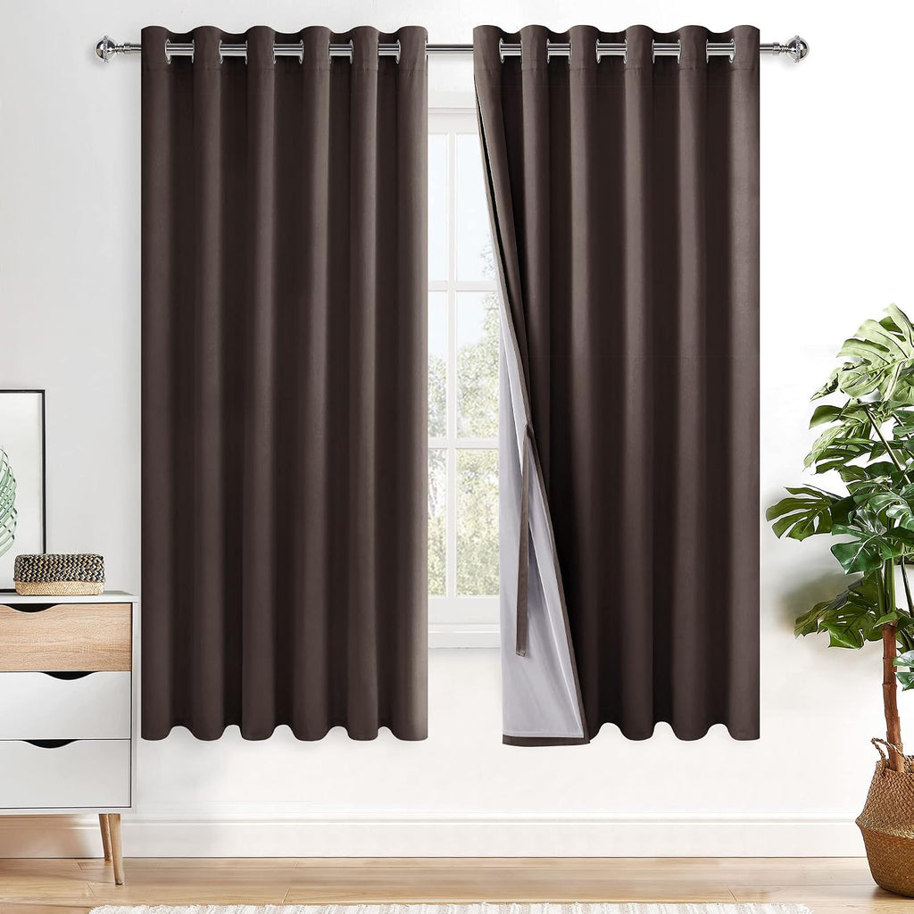 Xwzo 100% Blackout Curtains with Tiebacks- Heat and Full Light Blocking Window Panels with Grommets for Bedroom/Nursery, 63 Inches Long The…