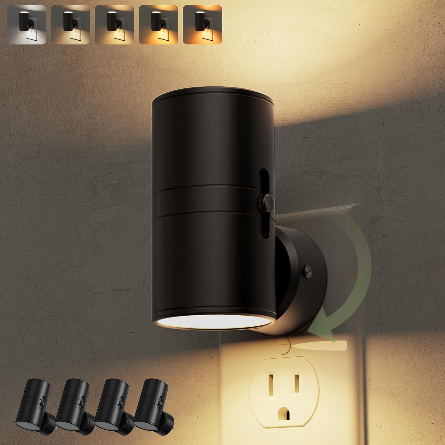 L LOHAS LED Night Light, Dimmable Plug in Night Light with 5 Color Temperatures, 330° Rotating, Dusk to Dawn Sensor, LED Nightlight for…