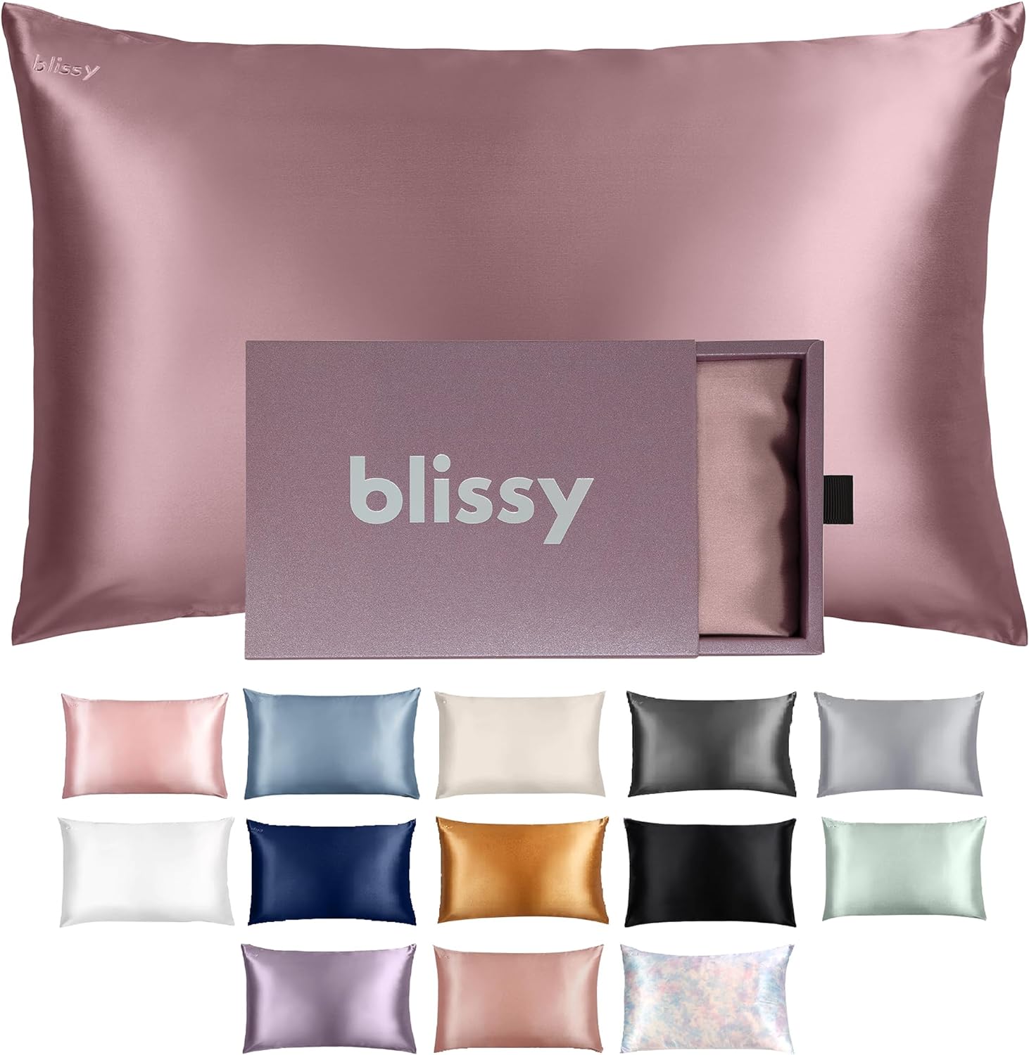 Blissy Silk Pillowcase - 100% Pure Mulberry Silk - 22 Momme 6A High-Grade Fibers - Silk Pillow Cover for Hair & Skin - Regular, Queen &…