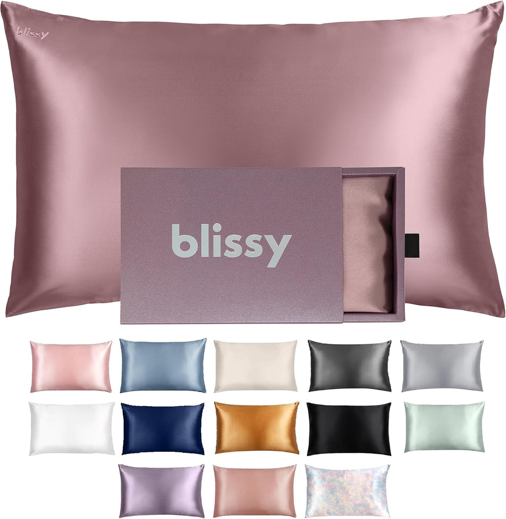 Blissy Silk Pillowcase - 100% Pure Mulberry Silk - 22 Momme 6A High-Grade Fibers - Silk Pillow Cover for Hair & Skin - Regular, Queen &…