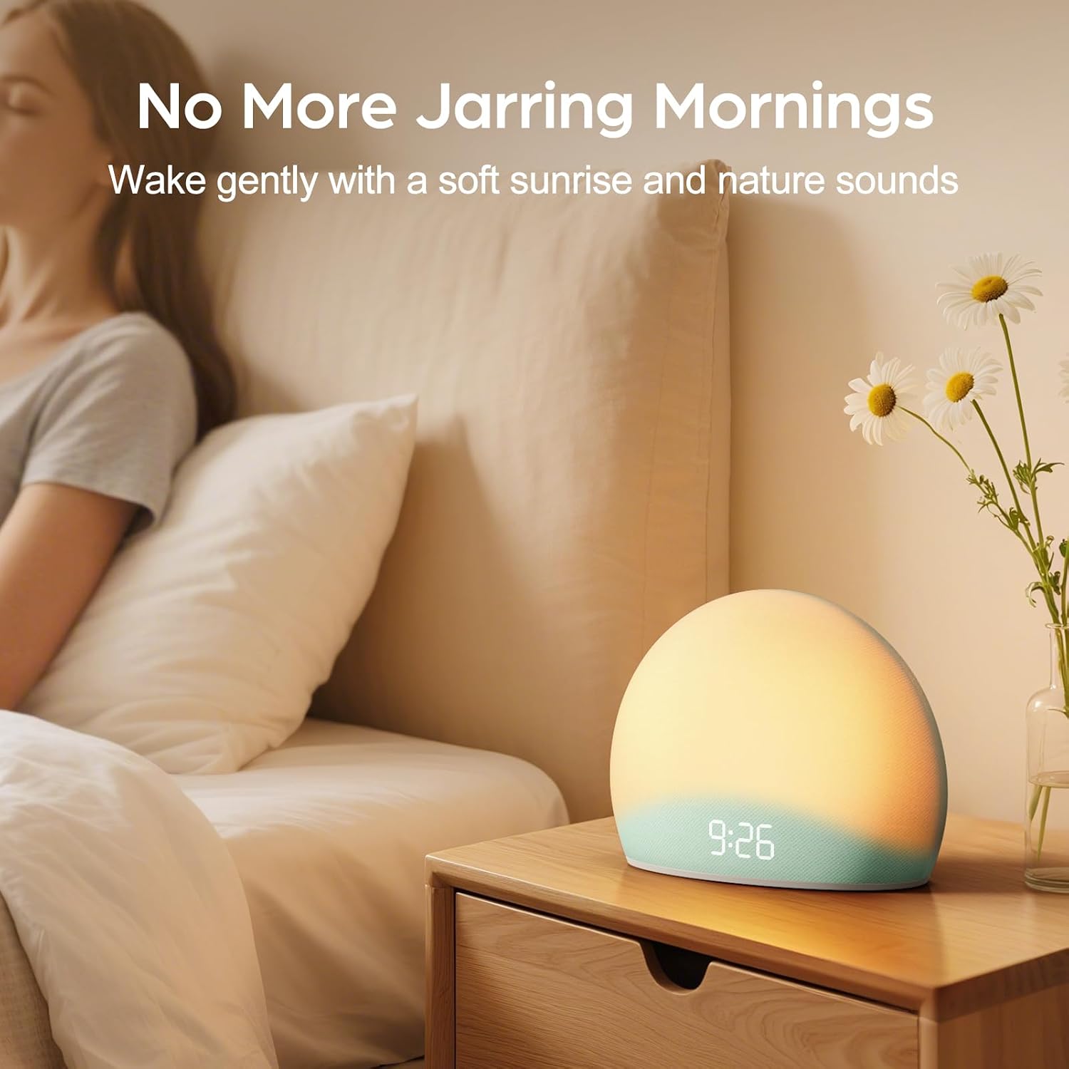 HOUSBAY Sunrise Alarm Clock, White Noise Sound Machine for Bedroom | Natural Wake-Up Light with Gentle Alarm Sounds, 20 Soothing Sleep…