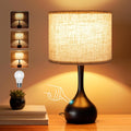ONEWISH Touch Bedside Lamp for Bedroom, 3-Way Dimmable Table Lamps for Nightstand with Cylindrical Fabric Shade, Desk Lamp for Living…