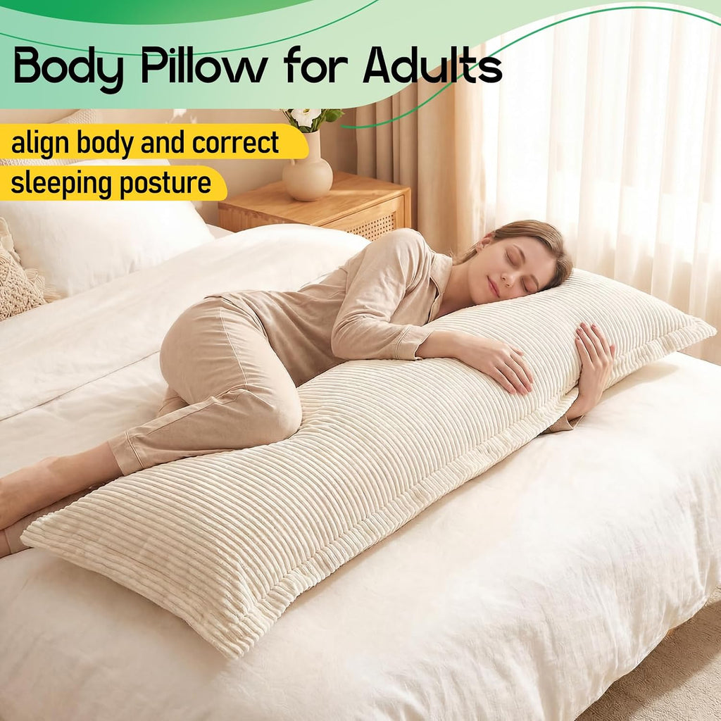1 MIDDLE ONE Body Pillow, Memory Foam Body Pillows for Adults Sleeping, Long Pillow for Bed, Large Full Body Pillow for Side Sleeper with…