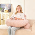 Pajeo 19" Corduroy Reading Pillow for Bed, Durable Striped Backrest Cushion with Lumbar Support & Arms, Firm Support Ergonomic Lounger for Ba…