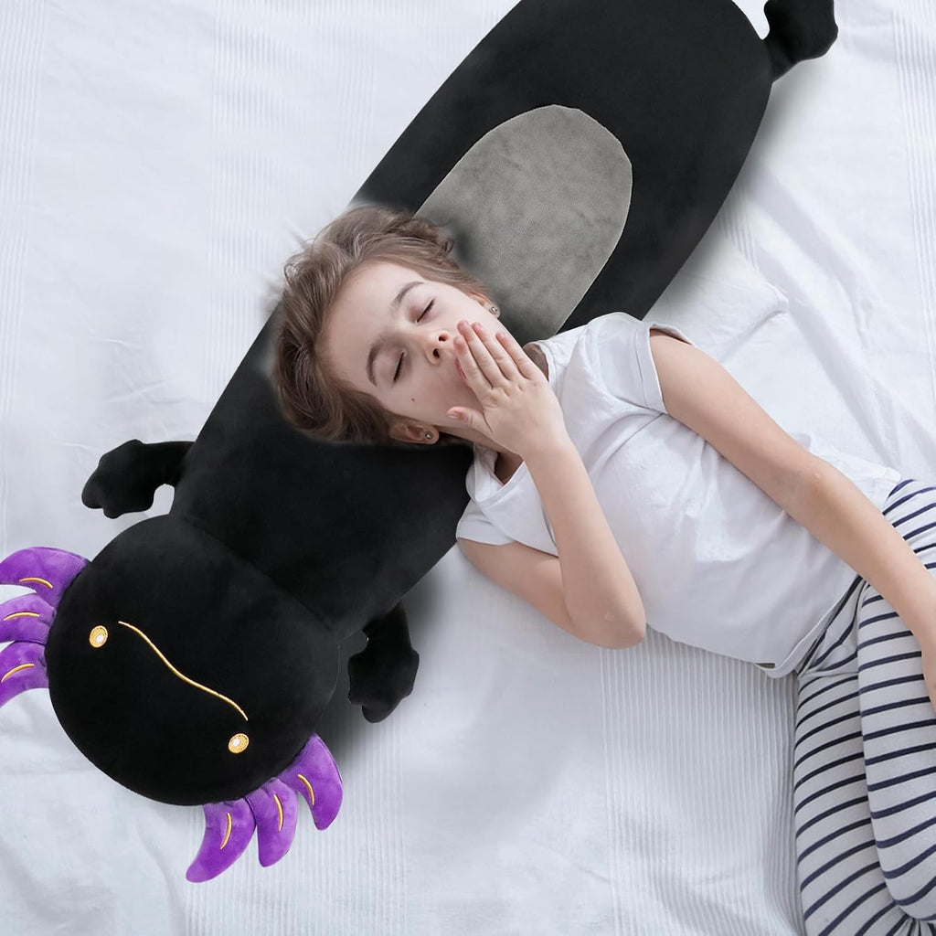 Dalmao 36" Giant Black Axolotl Stuffed Animal, Cute Soft Long Axolotl Plush Body Squishy Pillow Big Plushies Toy, Gift for Kids, Boys…