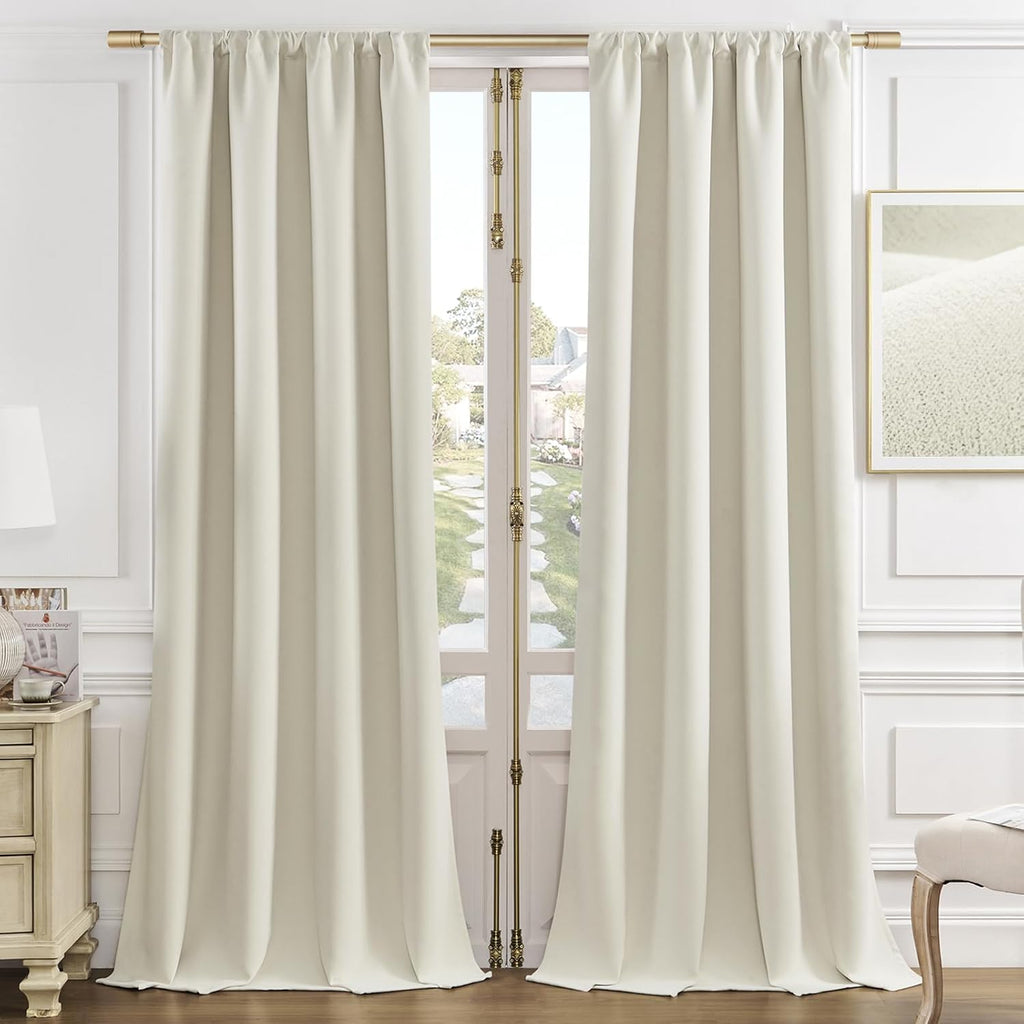 Joydeco White Velvet Curtains 84 Inches 2 Panels, Luxury Thermal Insulated Soft White Curtains for Bedroom & Living Room, Room Darkening Ve…