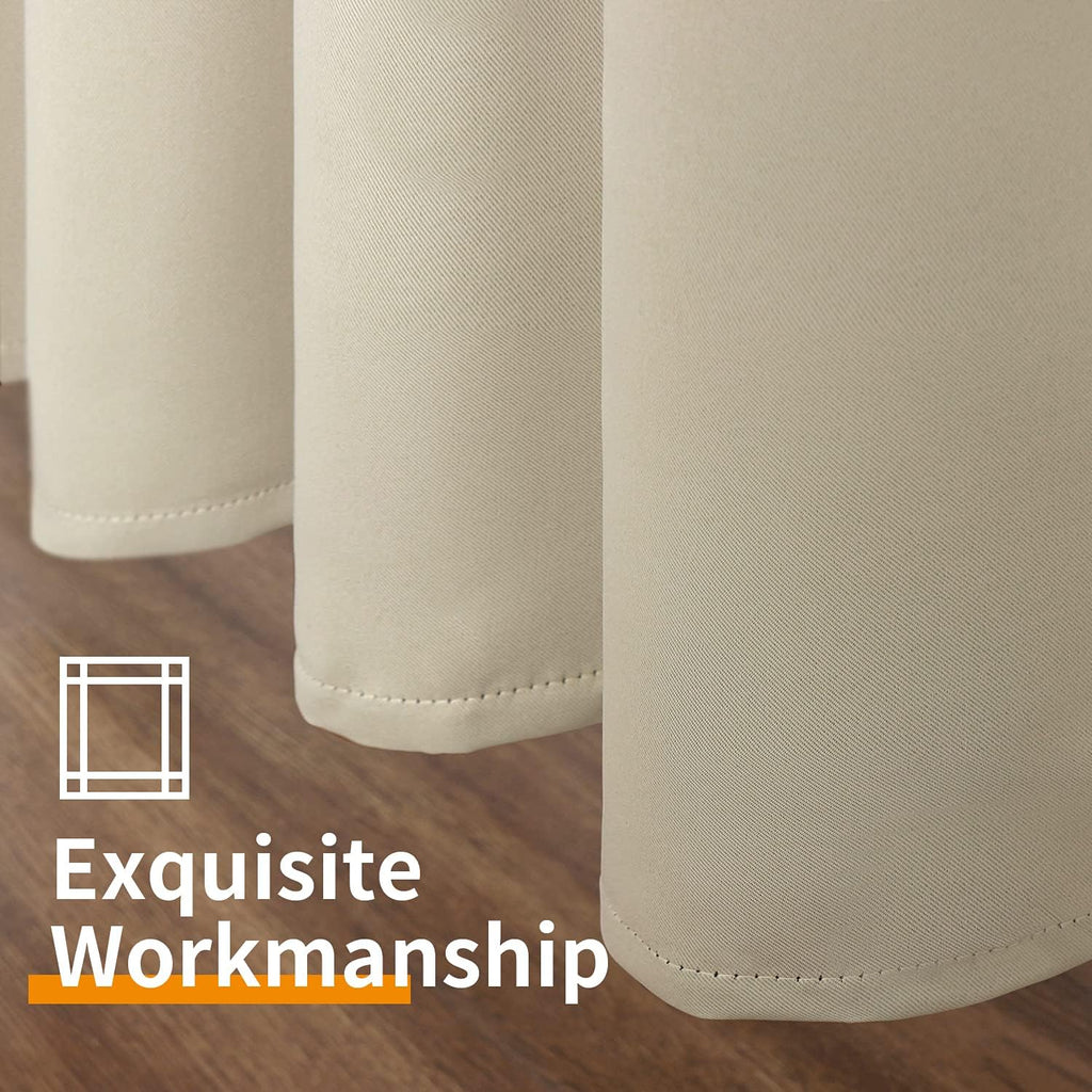 YoungsTex Beige Blackout Curtains 72 Inches Length for Bedroom - Thermal Insulated with Grommet Room Darkening Drapes for Living Room Priva…