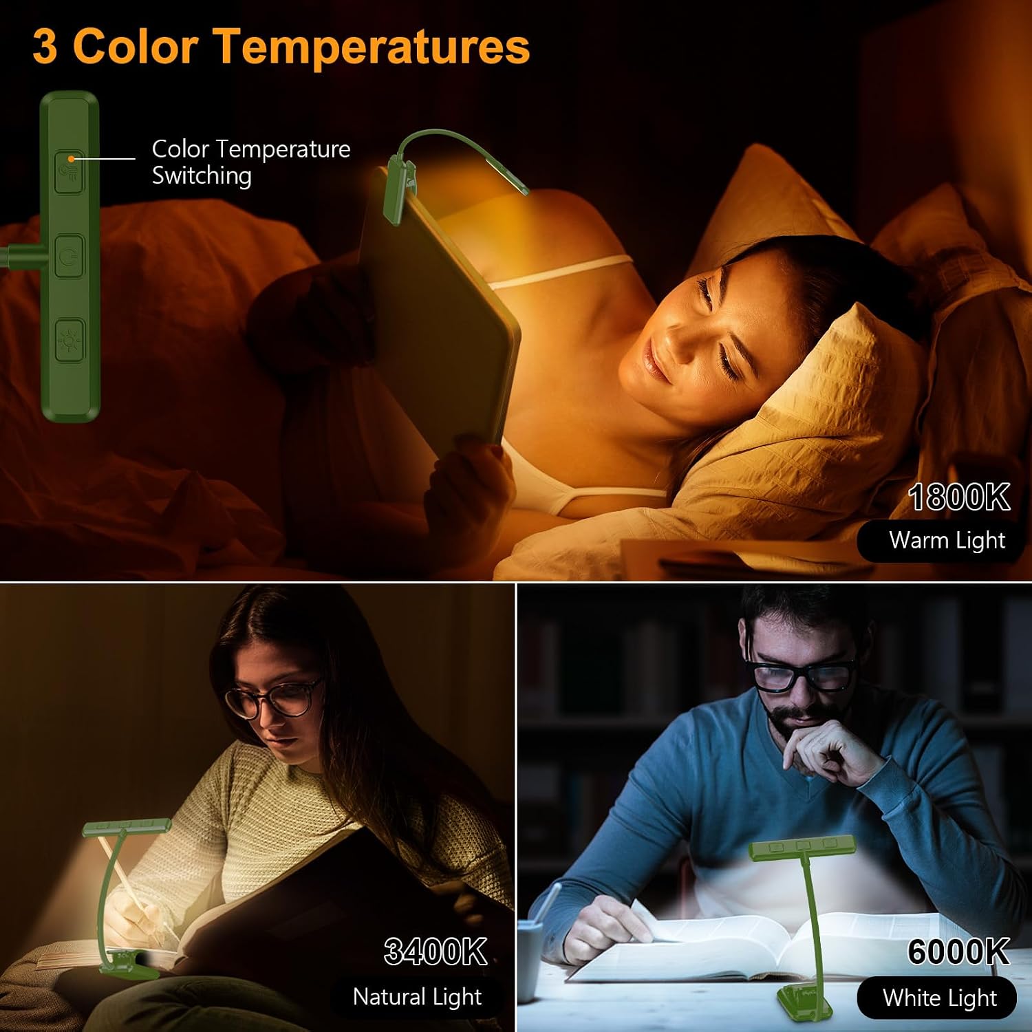 Gritin 19 LED Rechargeable Book Light for Reading in Bed with Memory Function- Eye Caring 3 Color Temperatures, Stepless Dimming…