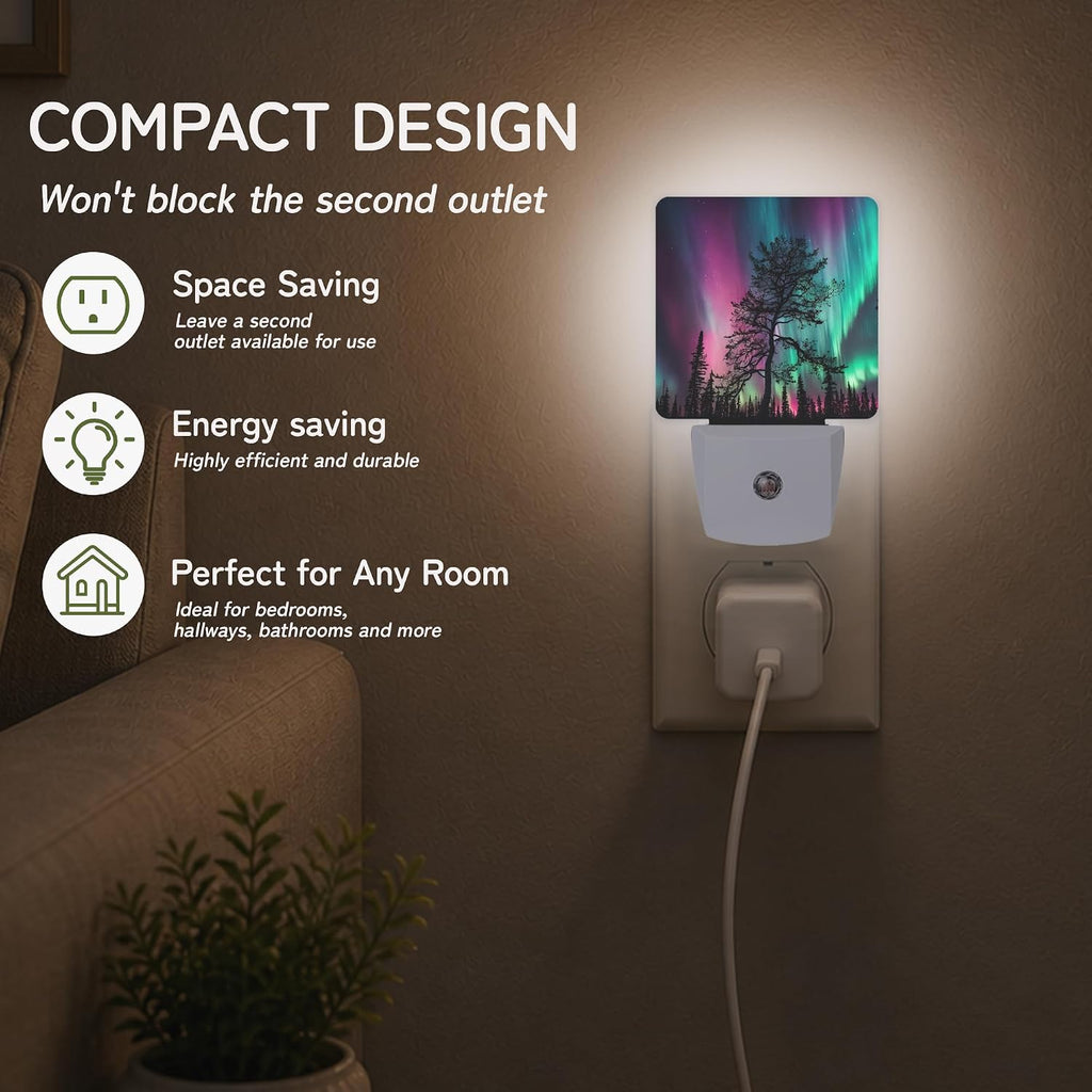 Aurora Forest Night Night Lights Plug into Wall, Night Light with Dusk to Dawn Sensor for Bedroom Bathroom Kitchen Hallway Stairs…