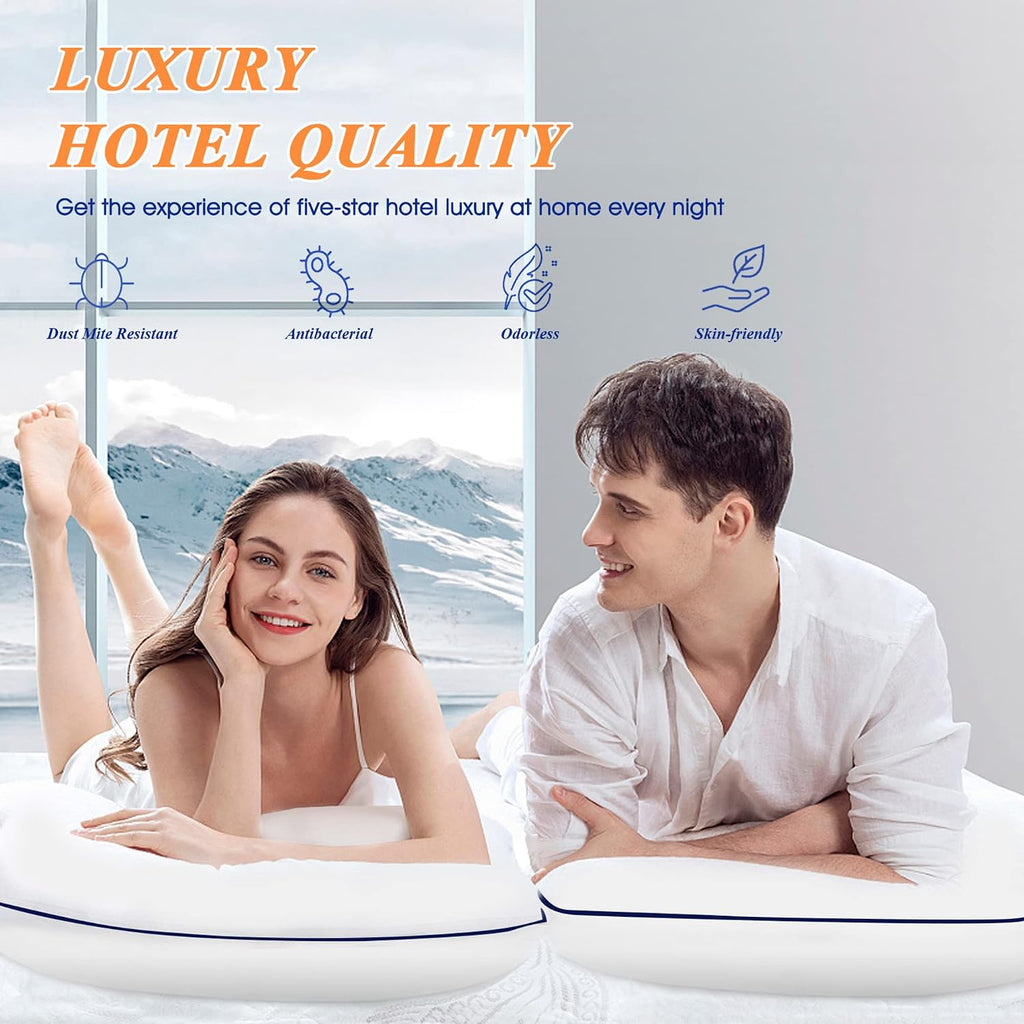 MZOIMZO Supportive Firm Bed Pillows for Sleeping- Queen Size Set of 2, Cooling Hotel Quality with Premium Soft Down Alternative Fill for…