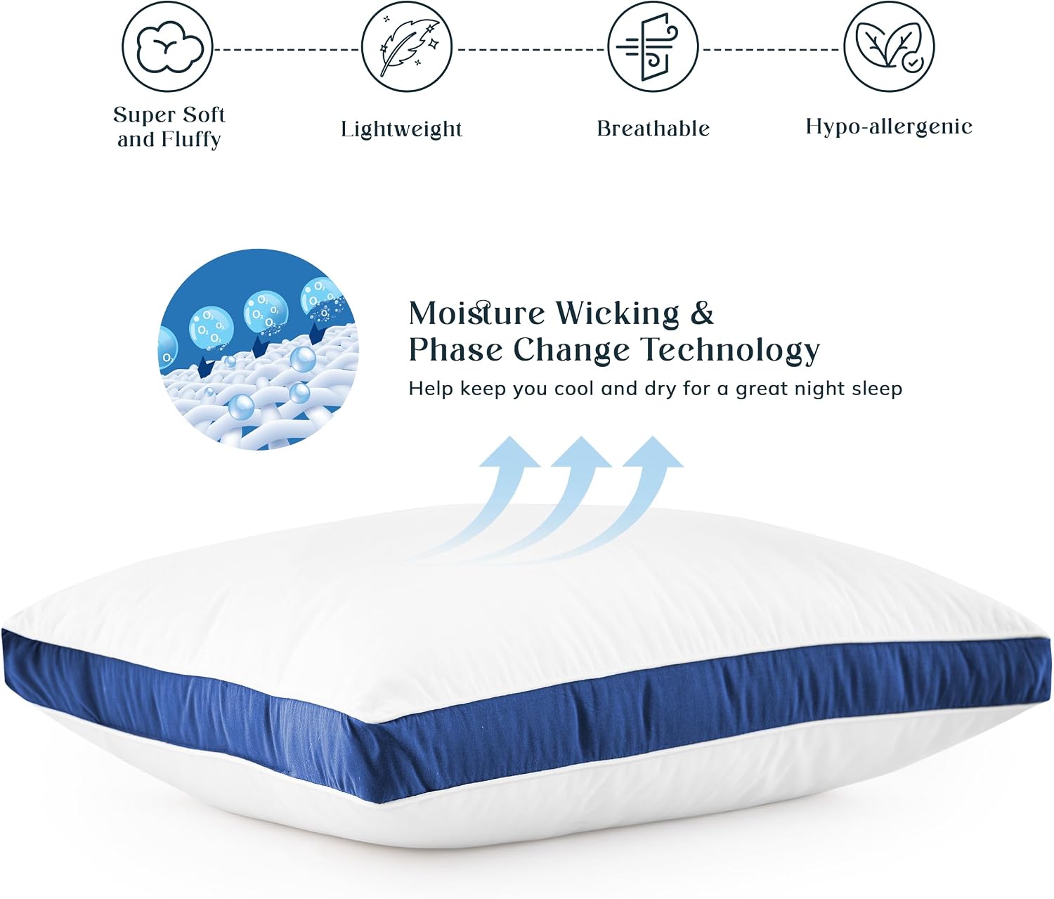 LuxDecorCollection Bed Pillows Queen Size Set of 2 - Cooling Hotel Quality Gusseted Pillow, LUX Décor Down Alternative Hypoallergenic Micro…