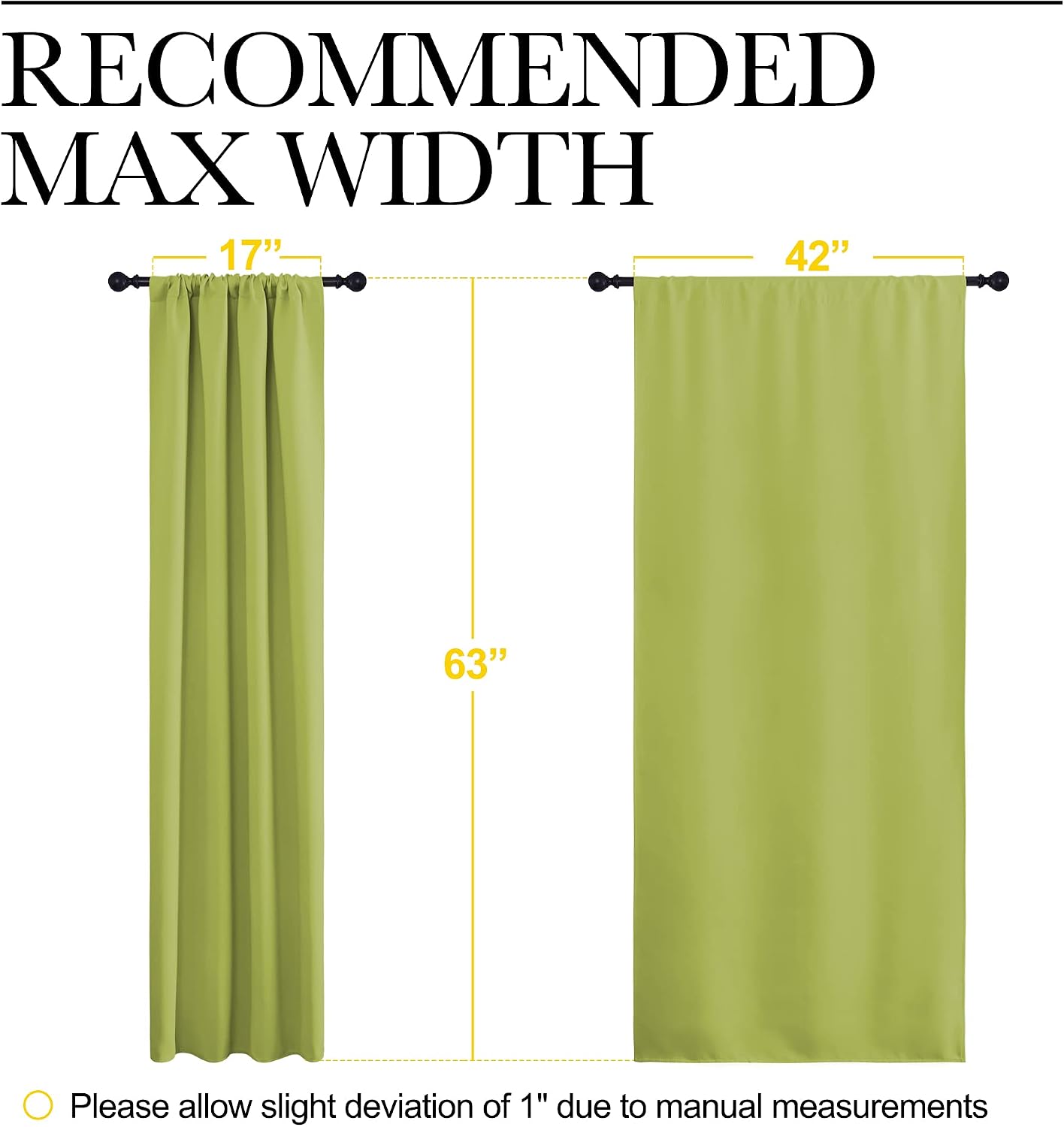 NICETOWN Green Blackout Draperies Curtains - Thermal Insulated Home Decoration Blackout Drapes for Kid's Room (1 Pair, 42 x 63 Inch…
