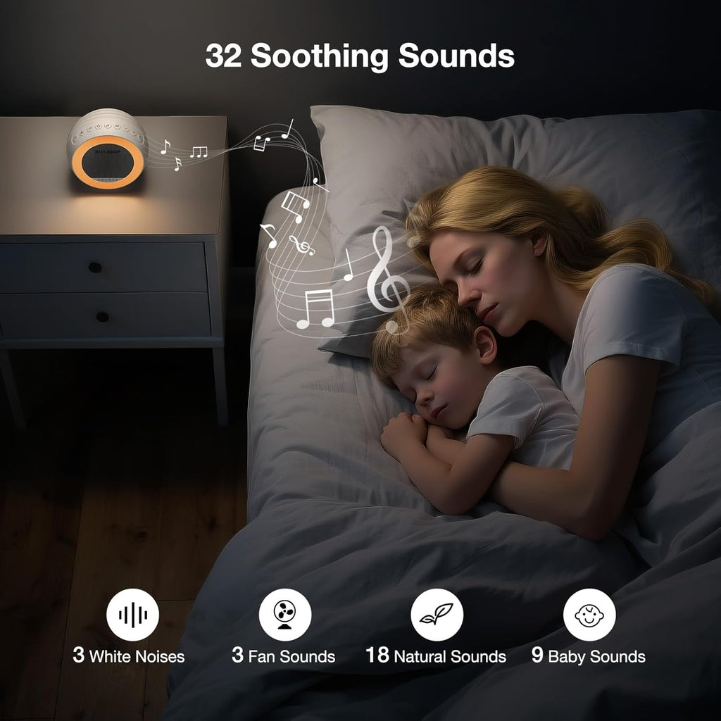 White Noise Sound Machine with Night Light, Portable Sound Machine for Baby and Adults with 10-Color Night Light, 32 Soothing Sounds & 5…