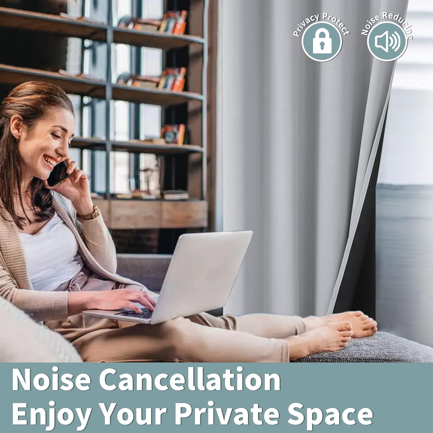 BGment 100% Blackout Curtains for Bedroom with Black Liner, Thermal Insulated Thick Double Layers Total Light Blocking Grommet Window Curta…