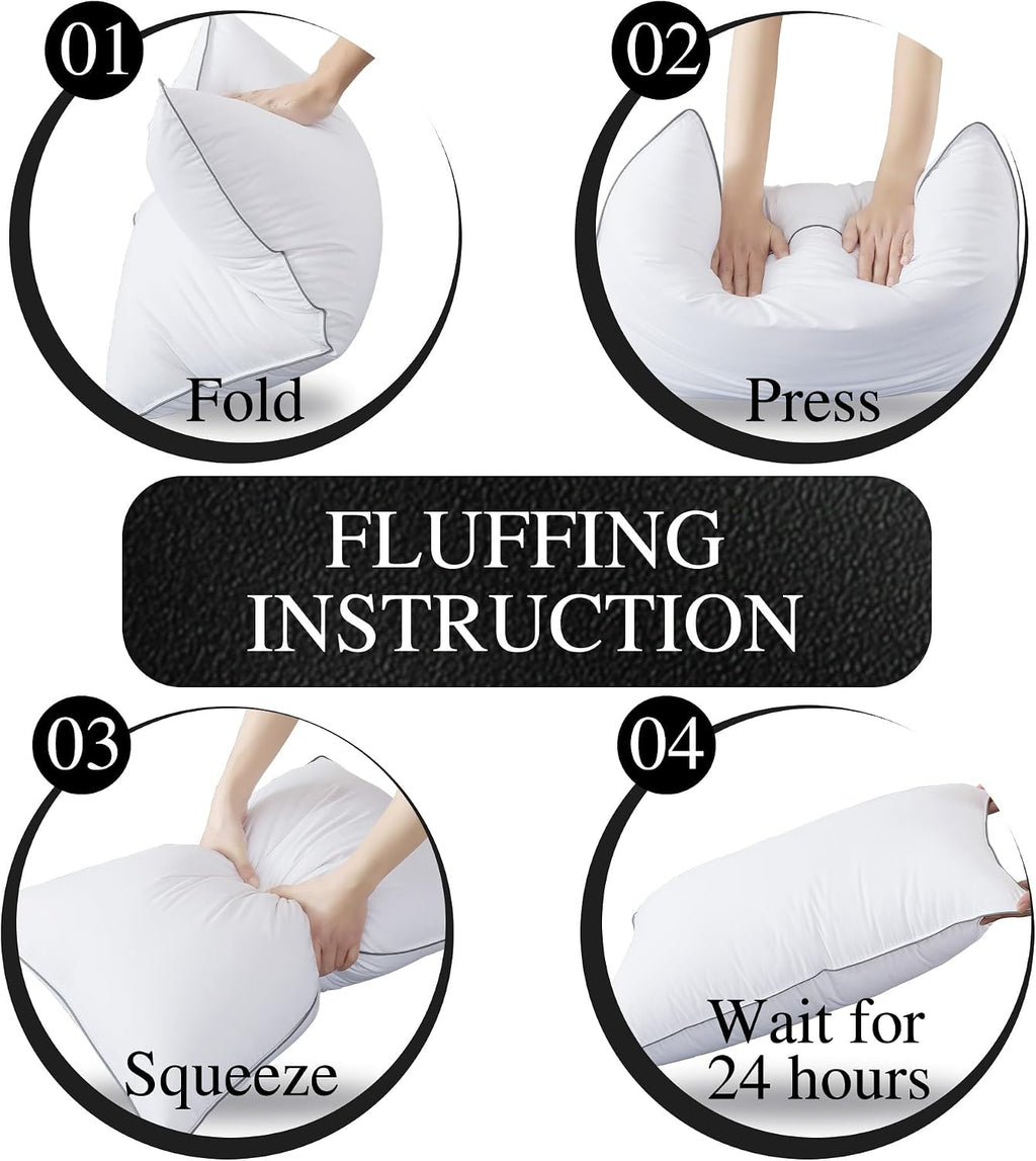WhatsBedding Goose Down Pillows Queen Size Set of 2, Luxury Hotel Bed Pillows for Deep Sleep, Fluffy Soft Feather Down Pillow for Back…