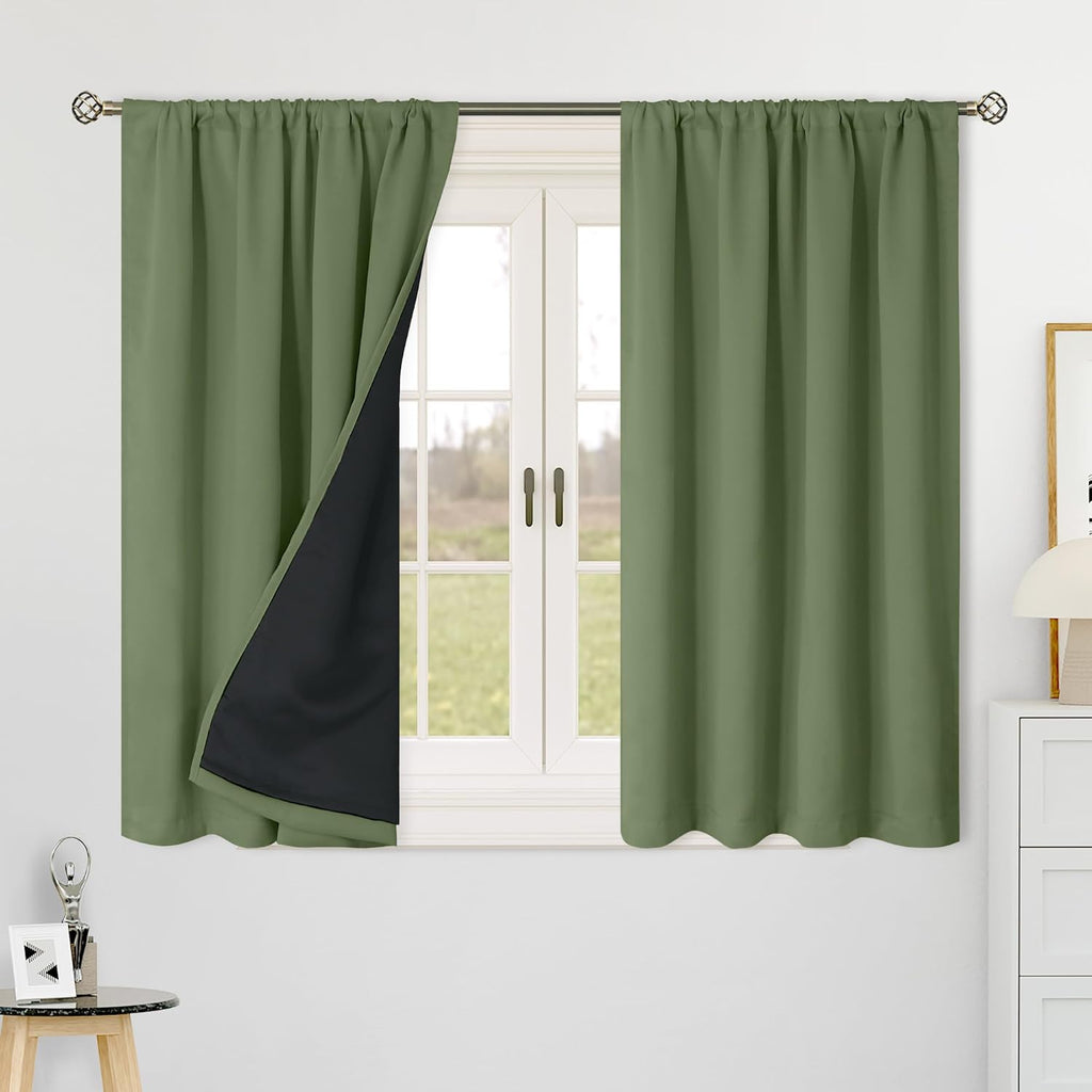 BGment 100% Blackout Curtains for Bathroom Window, 42 x 48 Inch Cafe Curtains Thermal Insulated Noise Canceling Room Darkening Rod Pocket…
