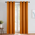 NICETOWN Room Darkening Cafe Satin Curtains for Small Windows, 42" Wide by 84" Long, 2 Panels, Orange, Grommet Privacy Faux Silk Blackout…
