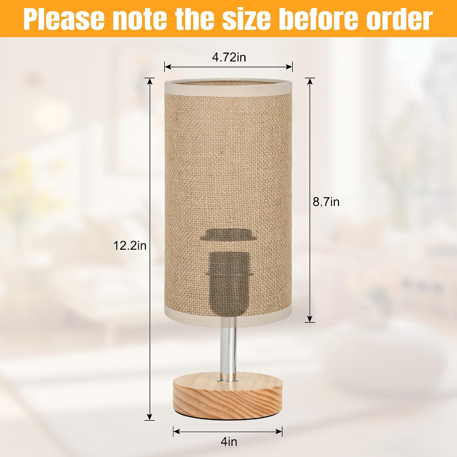 Bedside Table Lamps, Table Lamp for Bedroom, Lamps for Night Stands with Linen Lampshades, Small Table Lamp for Living Room, Office (Bulb…