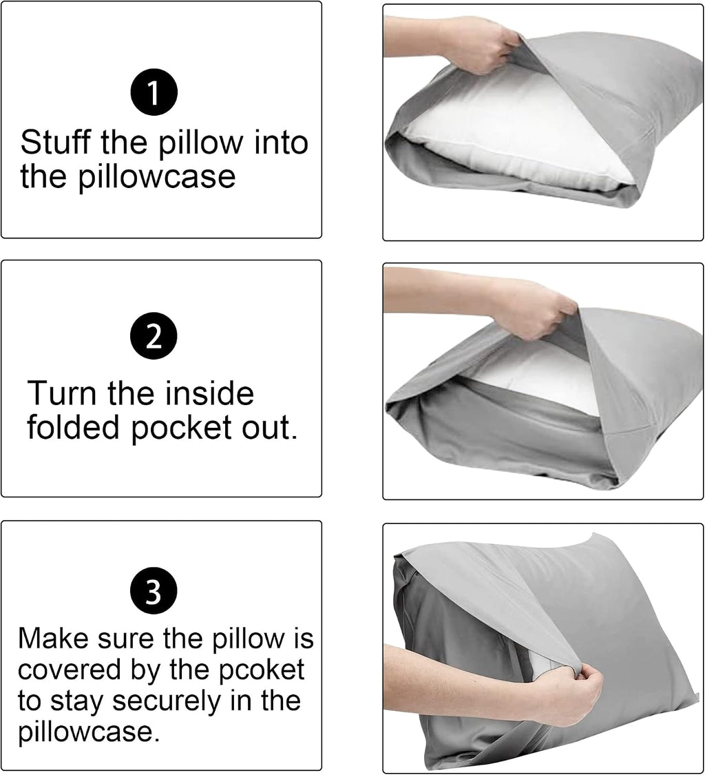 FLXXIE King Pillow Cases Set of 2, Soft Microfiber Pillow Covers with Envelope Closure, Wrinkle, Fade and Stain Resistant Pillowcases…