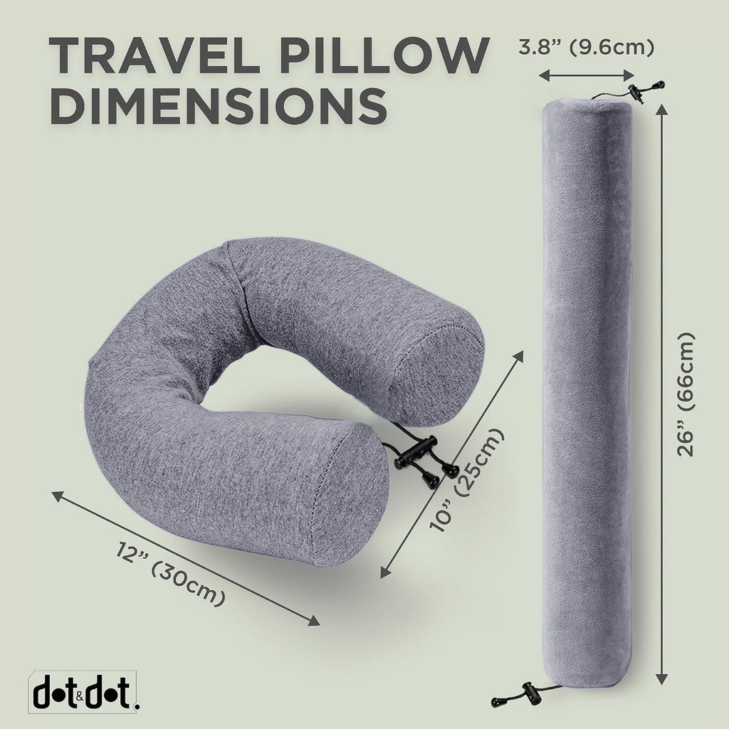 Dot&Dot Twist Memory Foam Travel Pillow for Airplanes - Travel Neck Pillow for Sleeping - Airplane Pillow for Neck Support, Lumbar a…