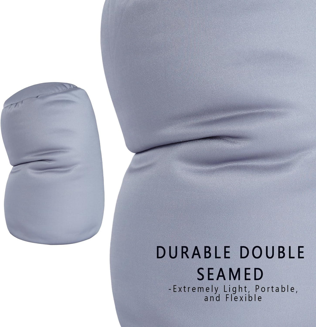 Squishy Neck Pillow, 7Inch x 12Inch Soft Travel Body Bed Pillow Bean Pillow for Kids Adult Chair Sleeping Car Seat, Fun Dormroom (Gray)